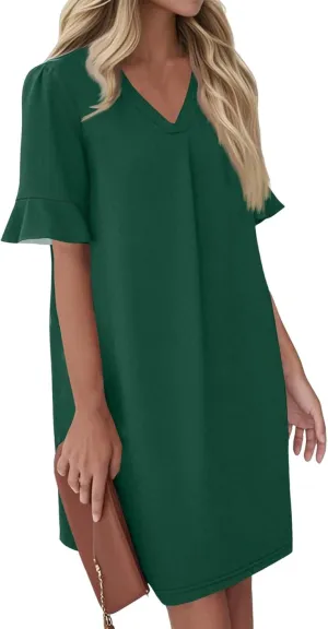 Summer Casual Dresses for Women Flowy Garden Party Dresses That Hide Tummy Bulge Birthday Ruffle Ren Faire Cute Spring Outfit