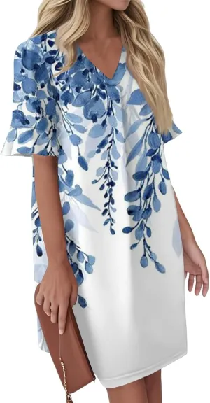 Summer Casual Dresses for Women Flowy Garden Party Dresses That Hide Tummy Bulge Birthday Ruffle Ren Faire Cute Spring Outfit