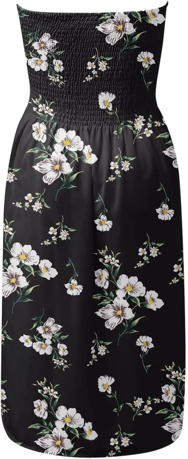 Summer Dress for Women Beach Boho Strapless Cover Ups Off Shoulder Floral Sundresses Off The Shoulder Dresses for Women