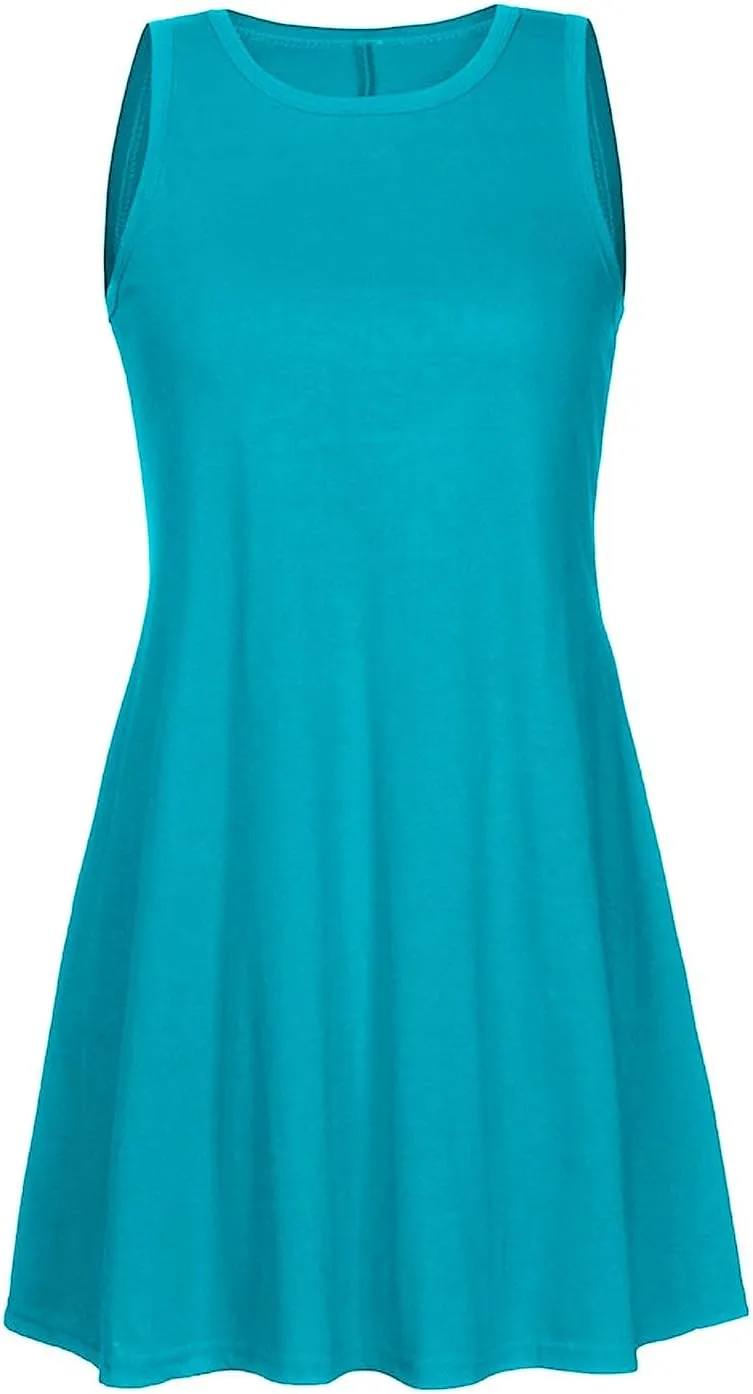 Summer Dresses for Women 2024 Casual Beach Sundresses Flowy Sleeveless Short Dress Fashion Loose Dress with Pockets