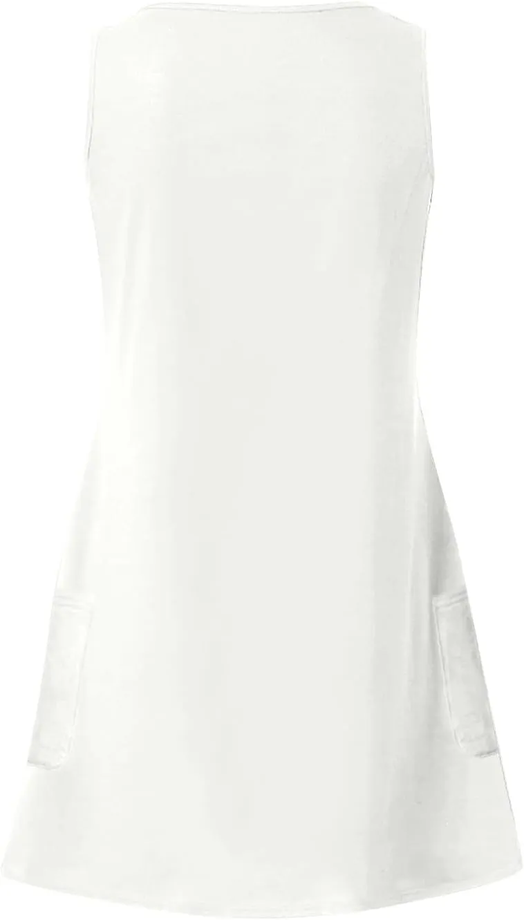 Summer Dresses for Women 2025 Vacation Casual V Neck Sleeveless Tank Sundress Boho Floral T Shirt Dress with Pockets