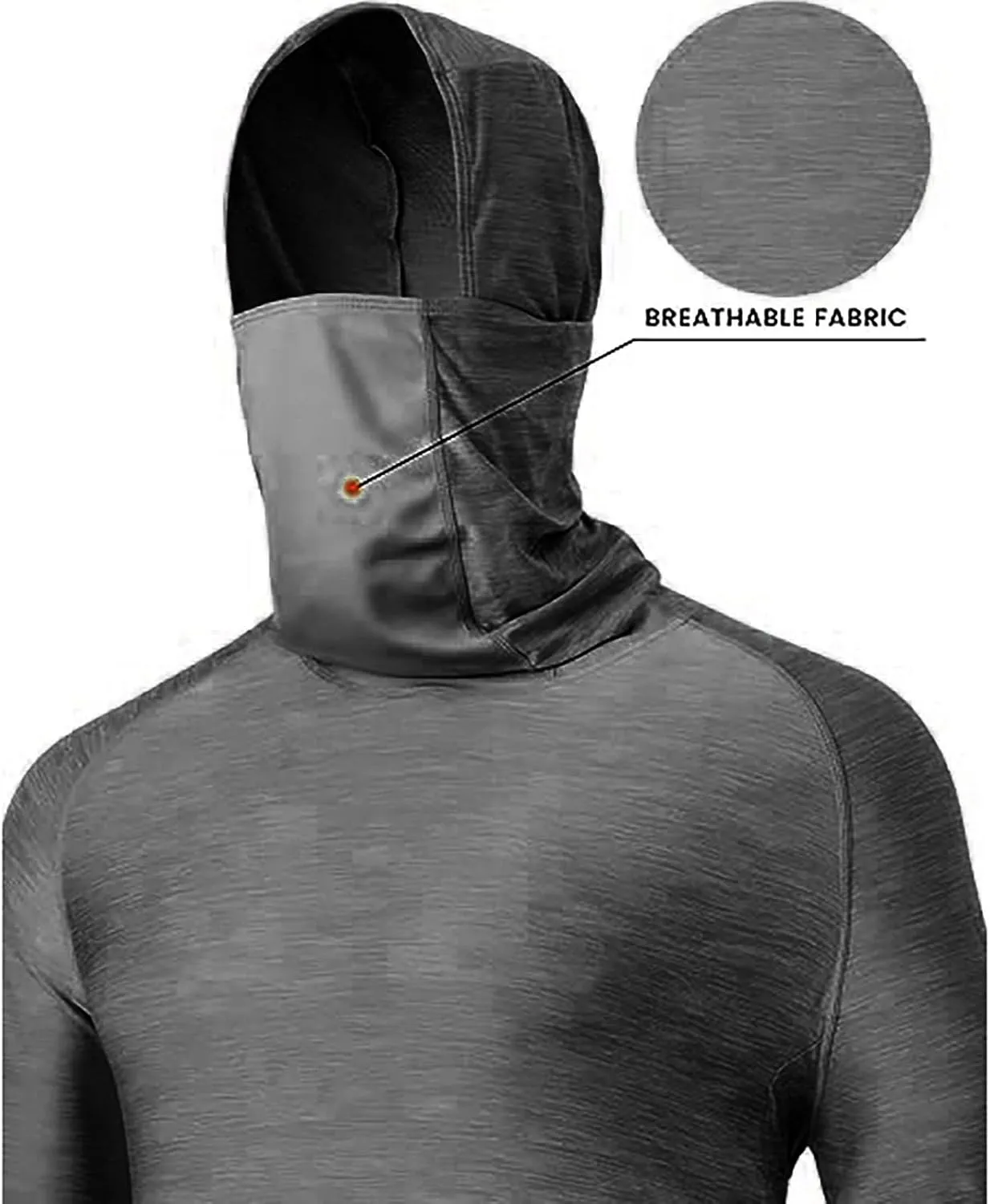 Sun Hoodies for Men Solid Long Sleeve Hooded Sweatshirts Pullover Tops Lightweight Rash Guard Fishing Hiking Shirts