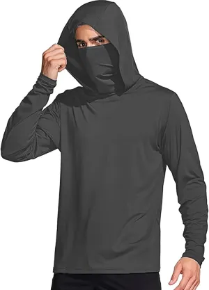 Sun Hoodies for Men Solid Long Sleeve Hooded Sweatshirts Pullover Tops Lightweight Rash Guard Fishing Hiking Shirts