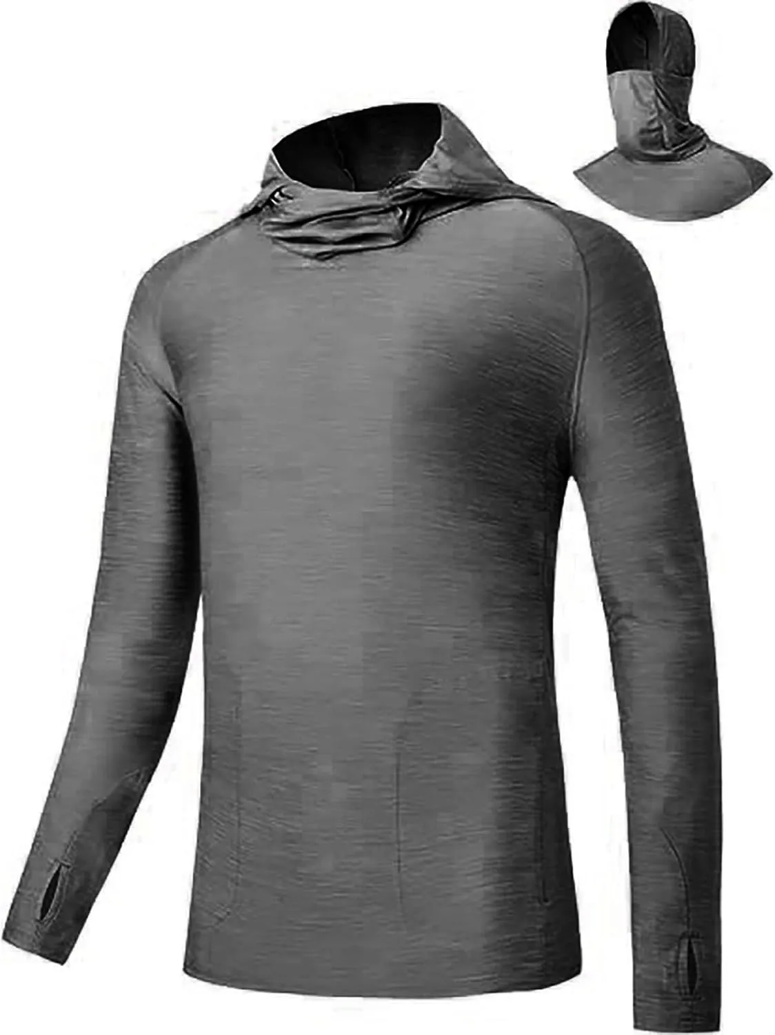Sun Hoodies for Men Solid Long Sleeve Hooded Sweatshirts Pullover Tops Lightweight Rash Guard Fishing Hiking Shirts