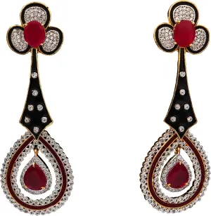 Teardrops Dangles CZ Earrings For Womens Chandelier Hoop Stud Eardrop Chandbali Golden Kundal 14k Gold Plated Earings For Girls Fashion Traditional Jewelry