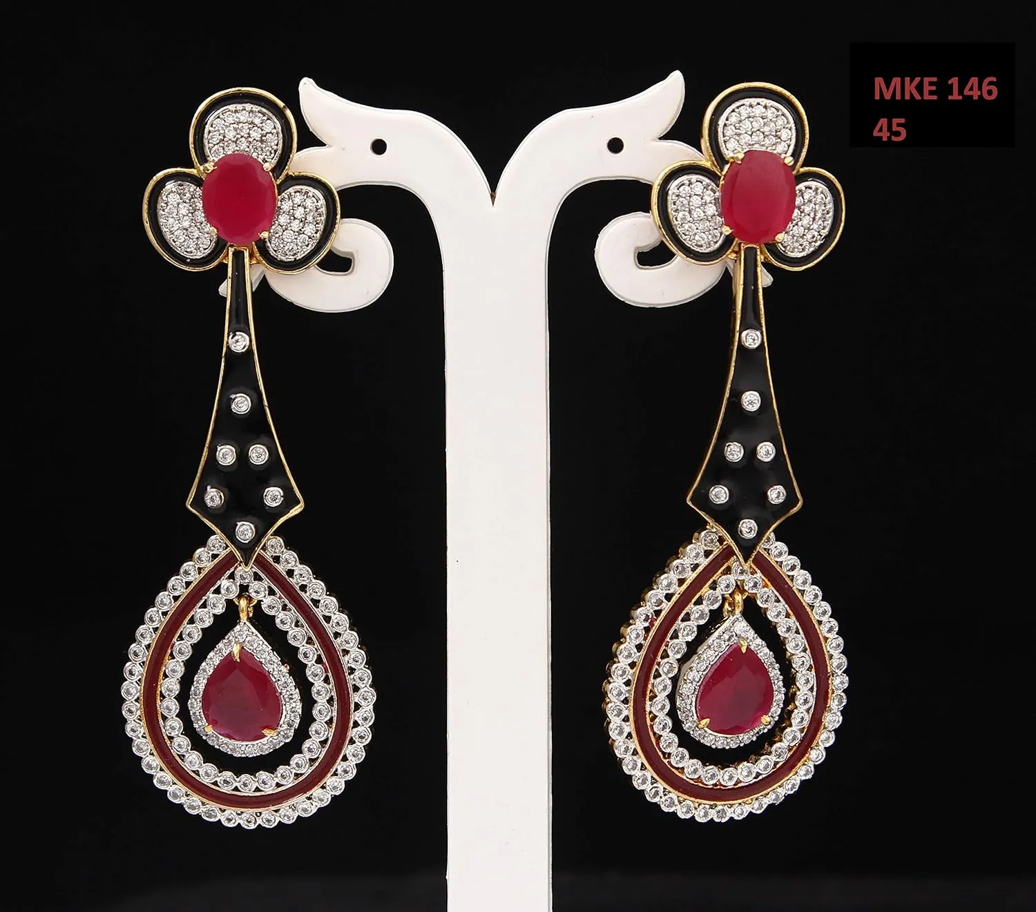 Teardrops Dangles CZ Earrings For Womens Chandelier Hoop Stud Eardrop Chandbali Golden Kundal 14k Gold Plated Earings For Girls Fashion Traditional Jewelry