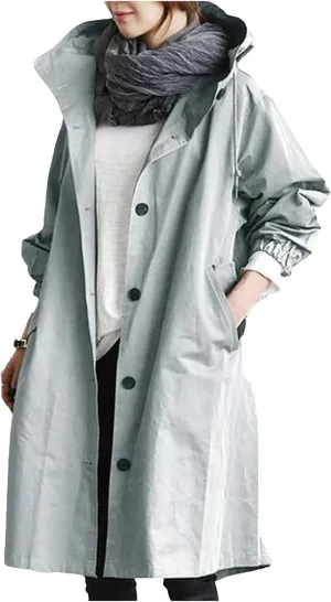 Trench Coat for Women Long Oversized Windbreaker Jackets Long Coats with Hood Casual Loose Jackets