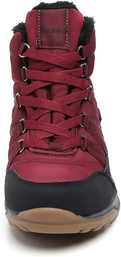 TSIODFO Fashion Women Boots Winter Waterproof Outdoor Hiking Shoes Leather Sweet Pink