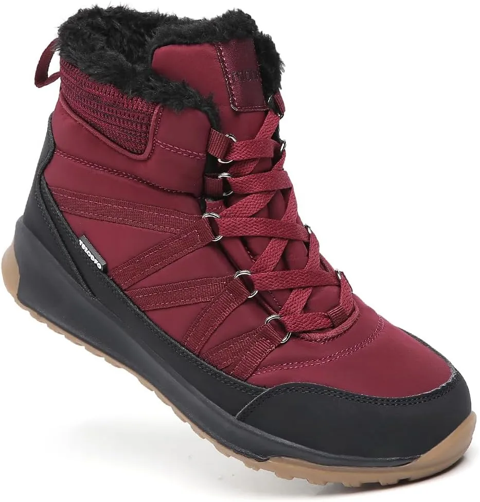 TSIODFO Fashion Women Boots Winter Waterproof Outdoor Hiking Shoes Leather Sweet Pink