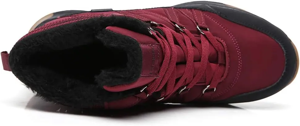 TSIODFO Fashion Women Boots Winter Waterproof Outdoor Hiking Shoes Leather Sweet Pink