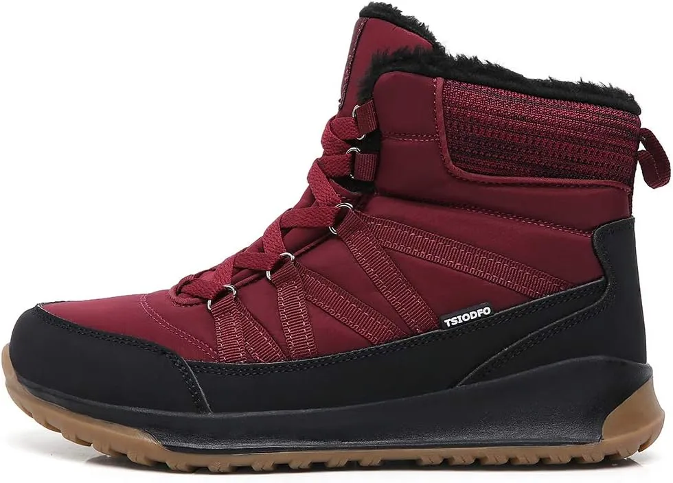 TSIODFO Fashion Women Boots Winter Waterproof Outdoor Hiking Shoes Leather Sweet Pink