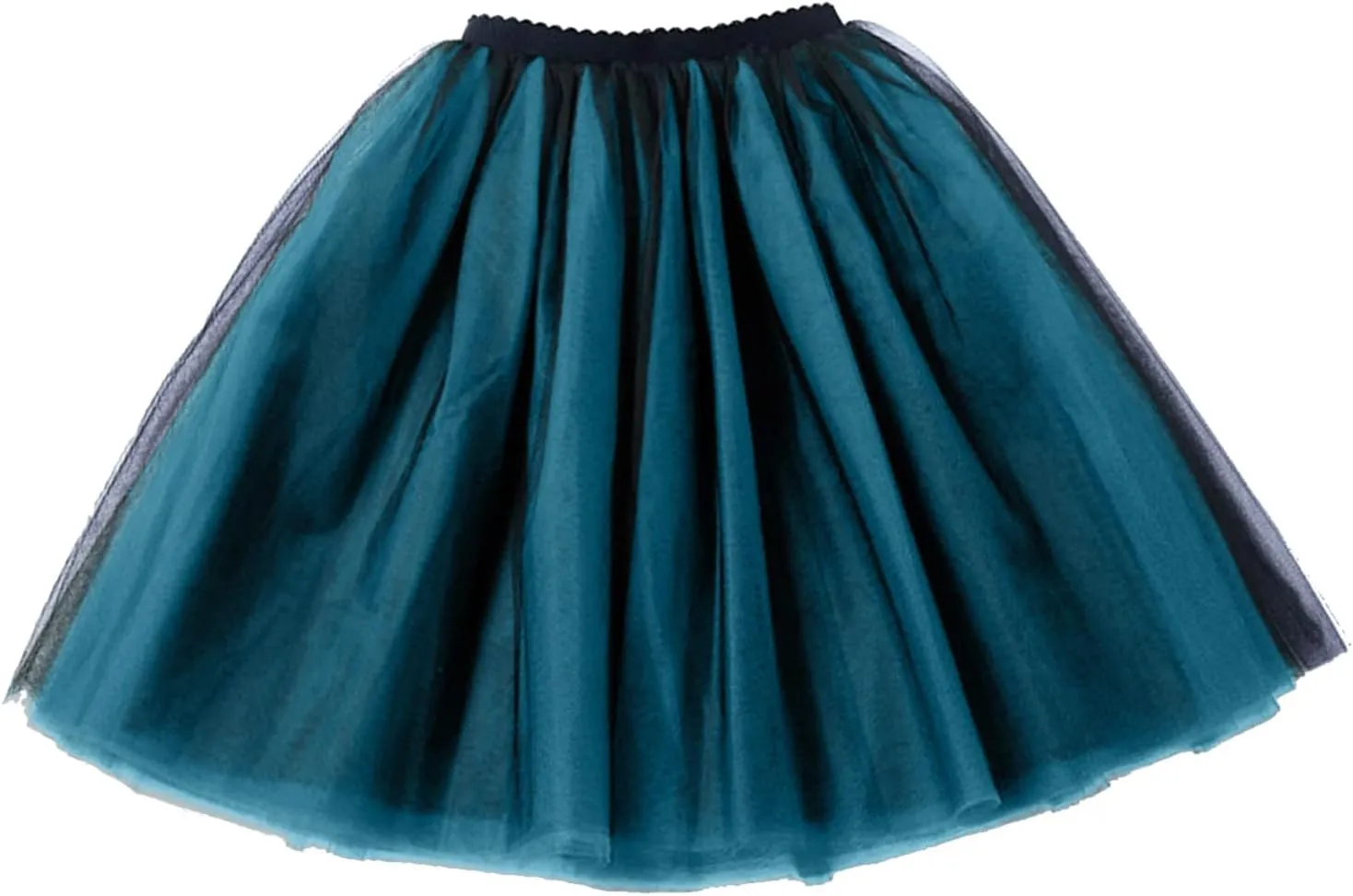 Tutu Skirt Women's Knee Length 6-Layered Wedding Party Wrap Skirt Black Tulle