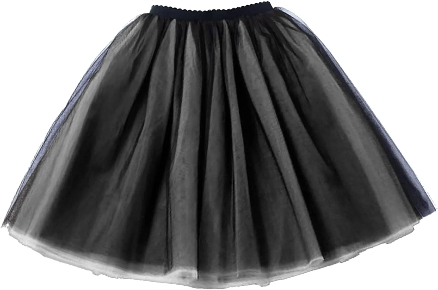 Tutu Skirt Women's Knee Length 6-Layered Wedding Party Wrap Skirt Black Tulle