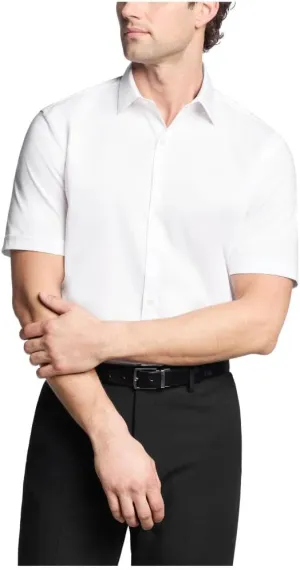 Van Heusen Men's Dress Shirt Short Sleeve Slim Fit Poplin