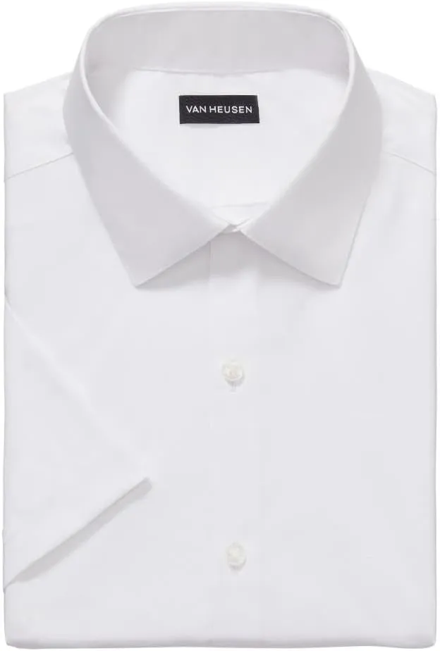 Van Heusen Men's Dress Shirt Short Sleeve Slim Fit Poplin