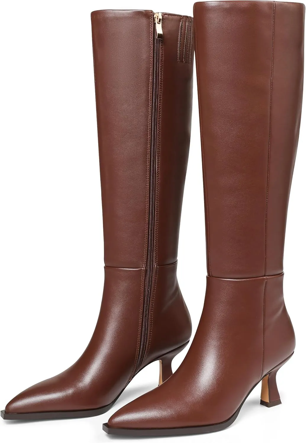 VOMIRA Knee High Boots for Women Black Boots Pointy Toe Kitten Heels Wide Calf Boots 3 In High Heels Long Boots Stiletto Boots Dress Tall Boots