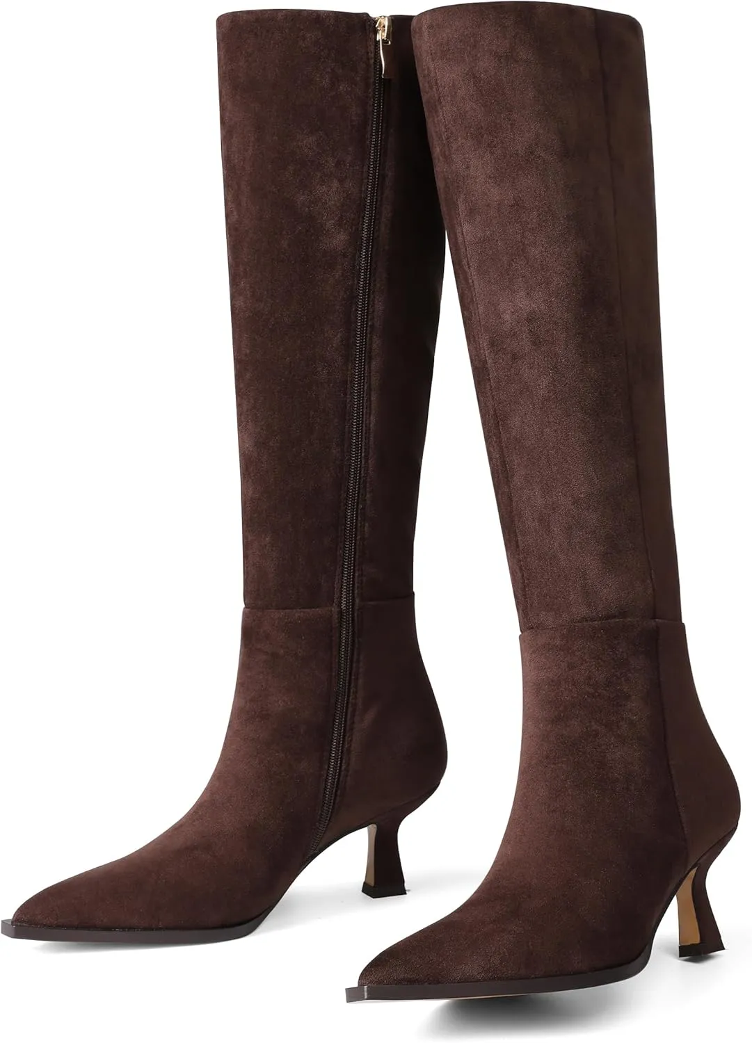 VOMIRA Knee High Boots for Women Black Boots Pointy Toe Kitten Heels Wide Calf Boots 3 In High Heels Long Boots Stiletto Boots Dress Tall Boots