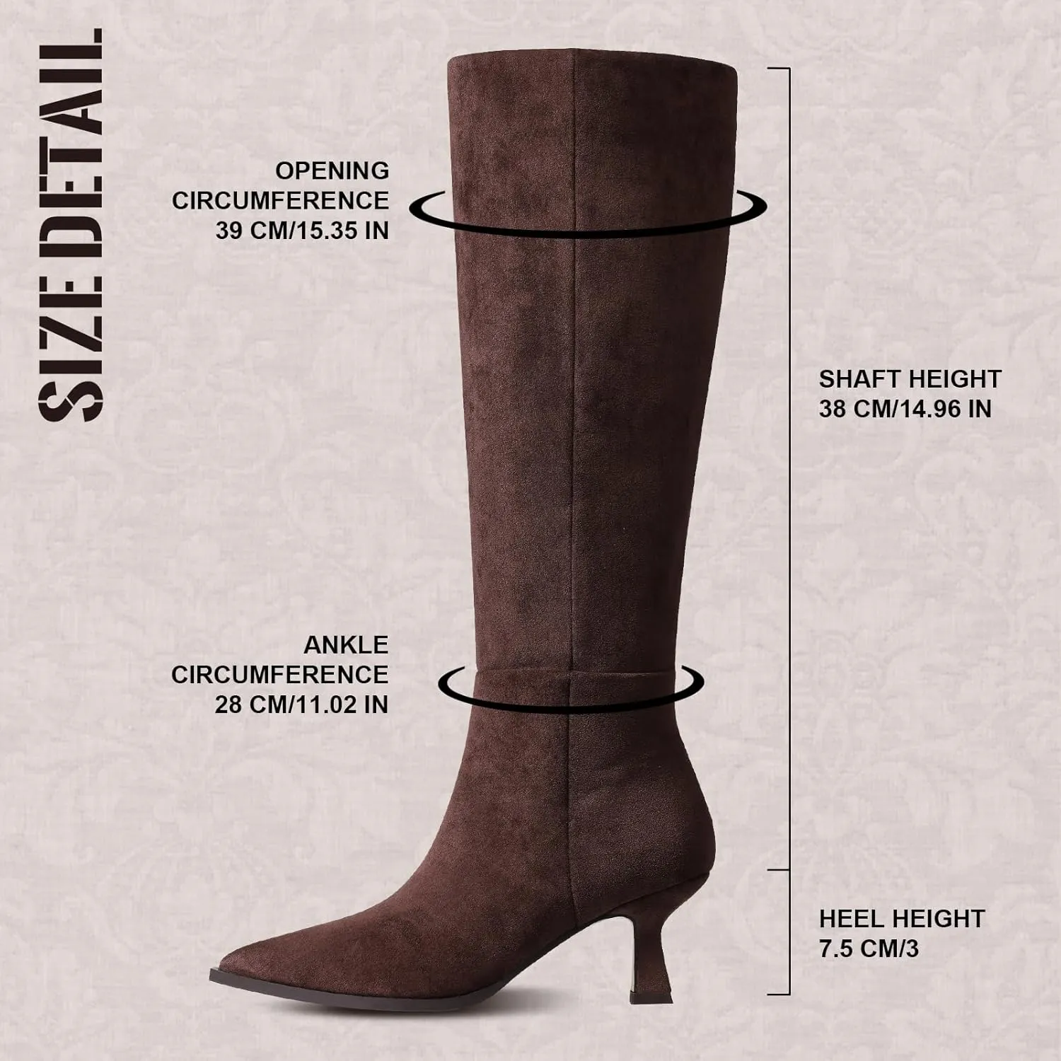 VOMIRA Knee High Boots for Women Black Boots Pointy Toe Kitten Heels Wide Calf Boots 3 In High Heels Long Boots Stiletto Boots Dress Tall Boots