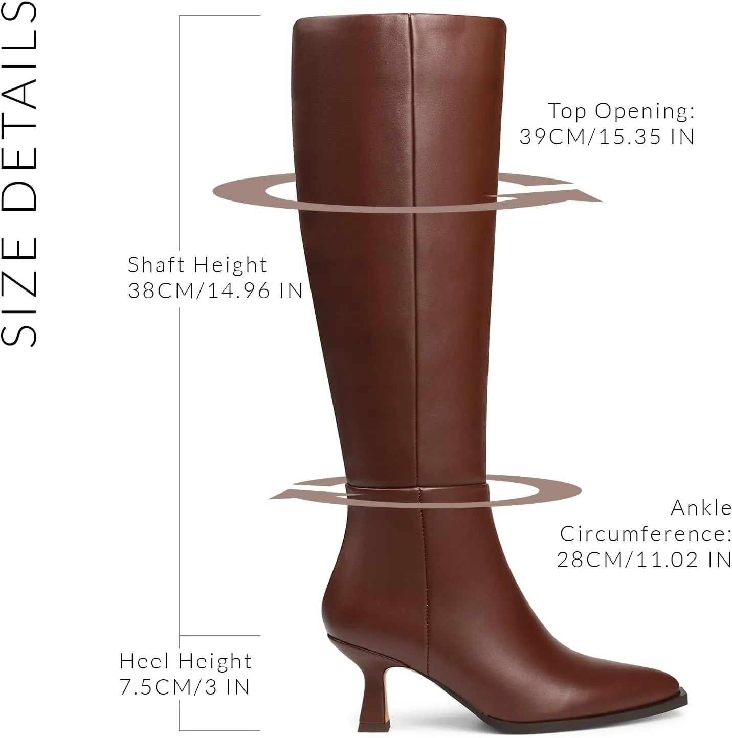VOMIRA Knee High Boots for Women Black Boots Pointy Toe Kitten Heels Wide Calf Boots 3 In High Heels Long Boots Stiletto Boots Dress Tall Boots