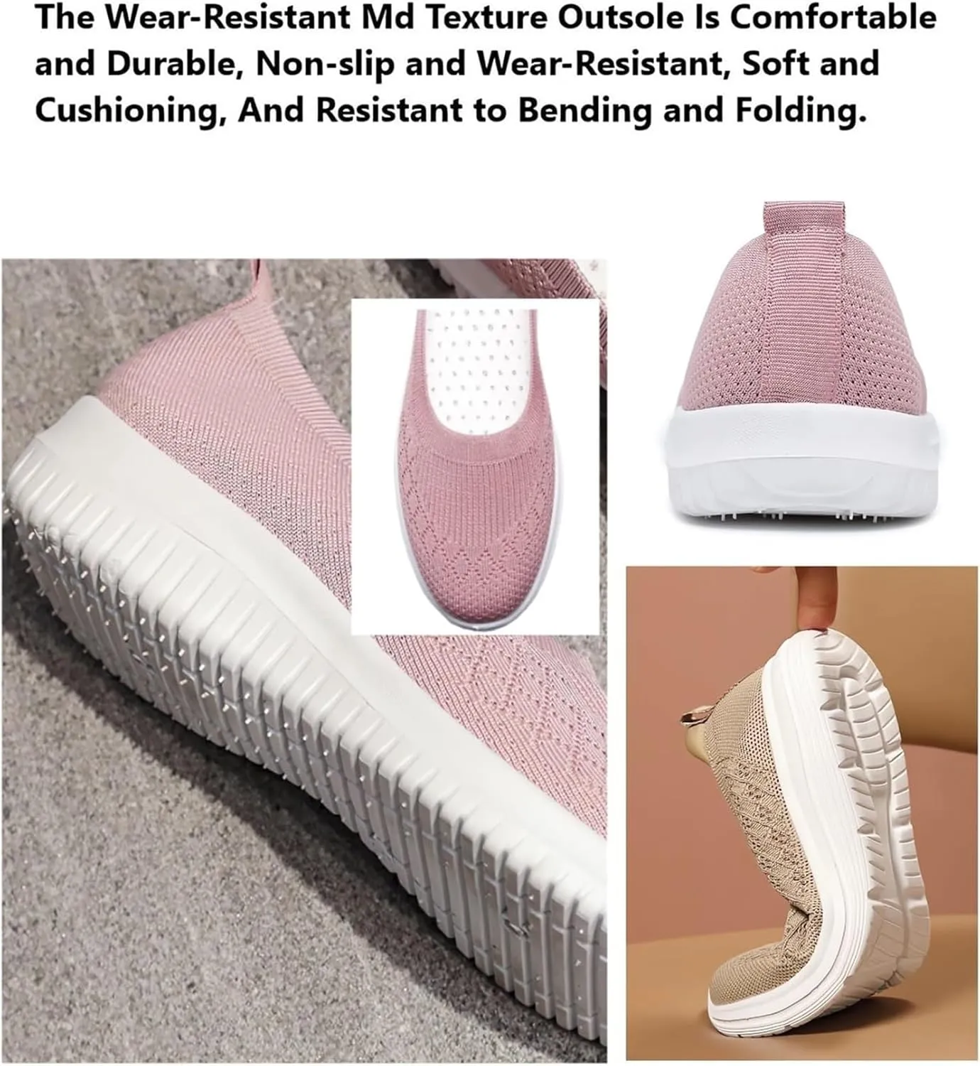 Walking Sneakers for Women Casual Breathable Mesh Flats Shoes Summer Lightweight Slip On Walking Shoes Solid Color Arch Support Wide Width Shoes Fit Go Walk Comfortable Hollow Low Top Shoes