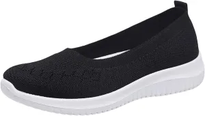 Walking Sneakers for Women Casual Breathable Mesh Flats Shoes Summer Lightweight Slip On Walking Shoes Solid Color Arch Support Wide Width Shoes Fit Go Walk Comfortable Hollow Low Top Shoes