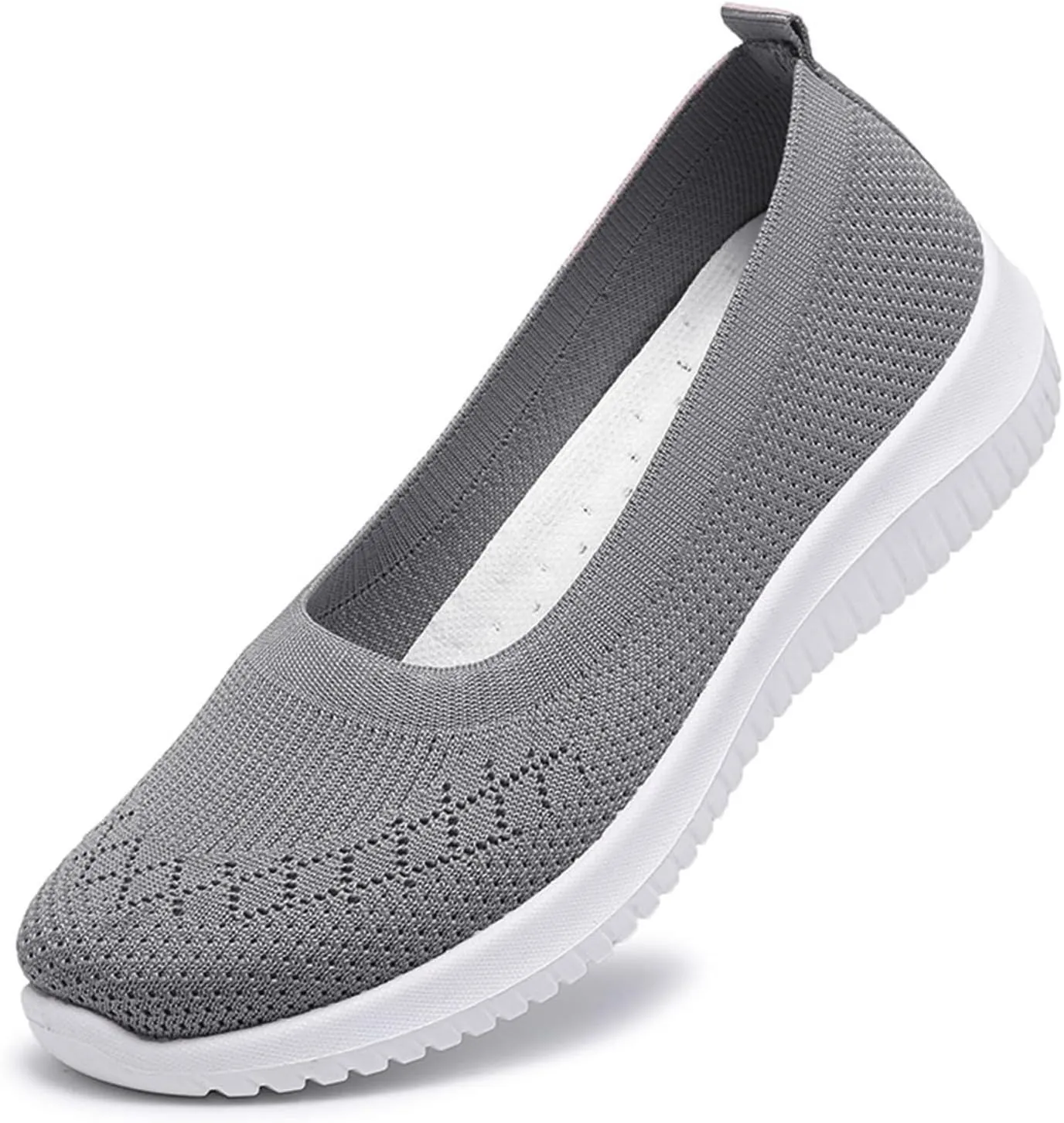 Walking Sneakers for Women Casual Breathable Mesh Flats Shoes Summer Lightweight Slip On Walking Shoes Solid Color Arch Support Wide Width Shoes Fit Go Walk Comfortable Hollow Low Top Shoes