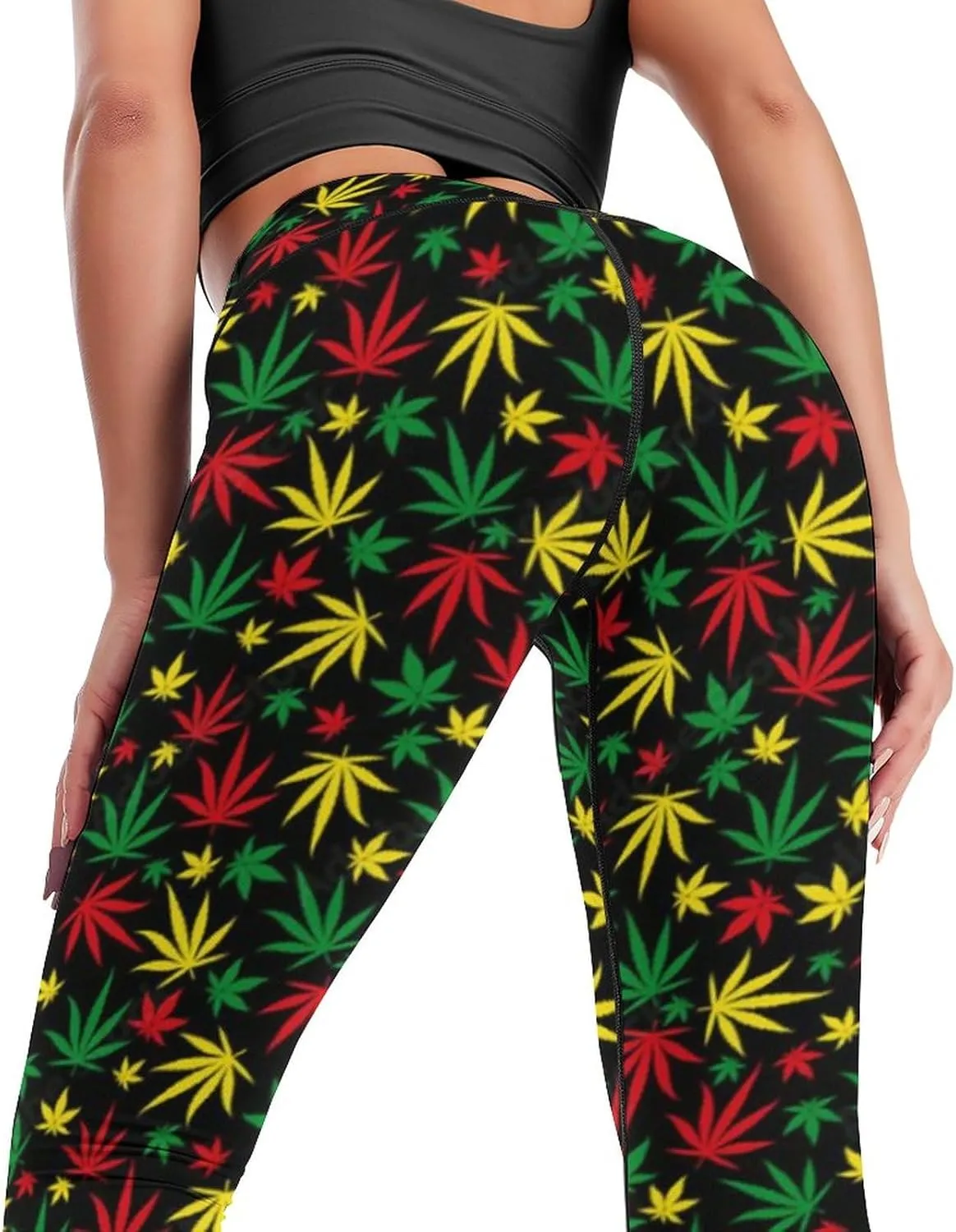 Weed Leaf Pot Cannabis Marijuana Women Yoga Pants High Waist Slim Sports Trousers Elastic Yoga Legging Skinny Pant