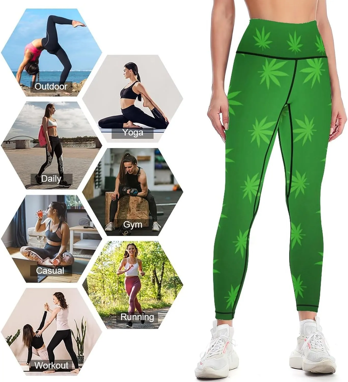 Weed Leaf Pot Cannabis Marijuana Women Yoga Pants High Waist Slim Sports Trousers Elastic Yoga Legging Skinny Pant