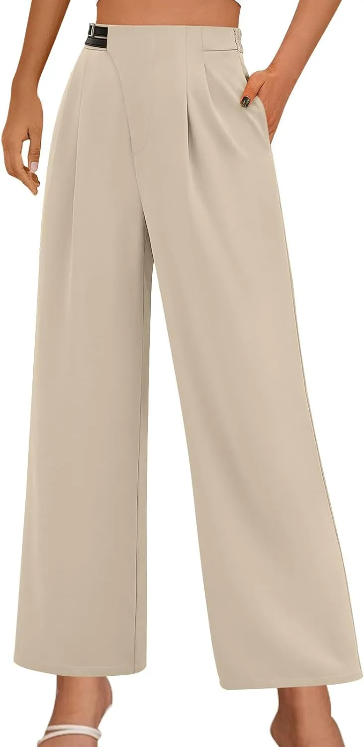 Wide Leg Sweatpants Women Summer Business Casual Pants High Waist Drawstring Palazzo Loose Beach Cropped Trousers