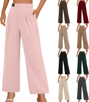 Wide Leg Sweatpants Women Summer Business Casual Pants High Waist Drawstring Palazzo Loose Beach Cropped Trousers