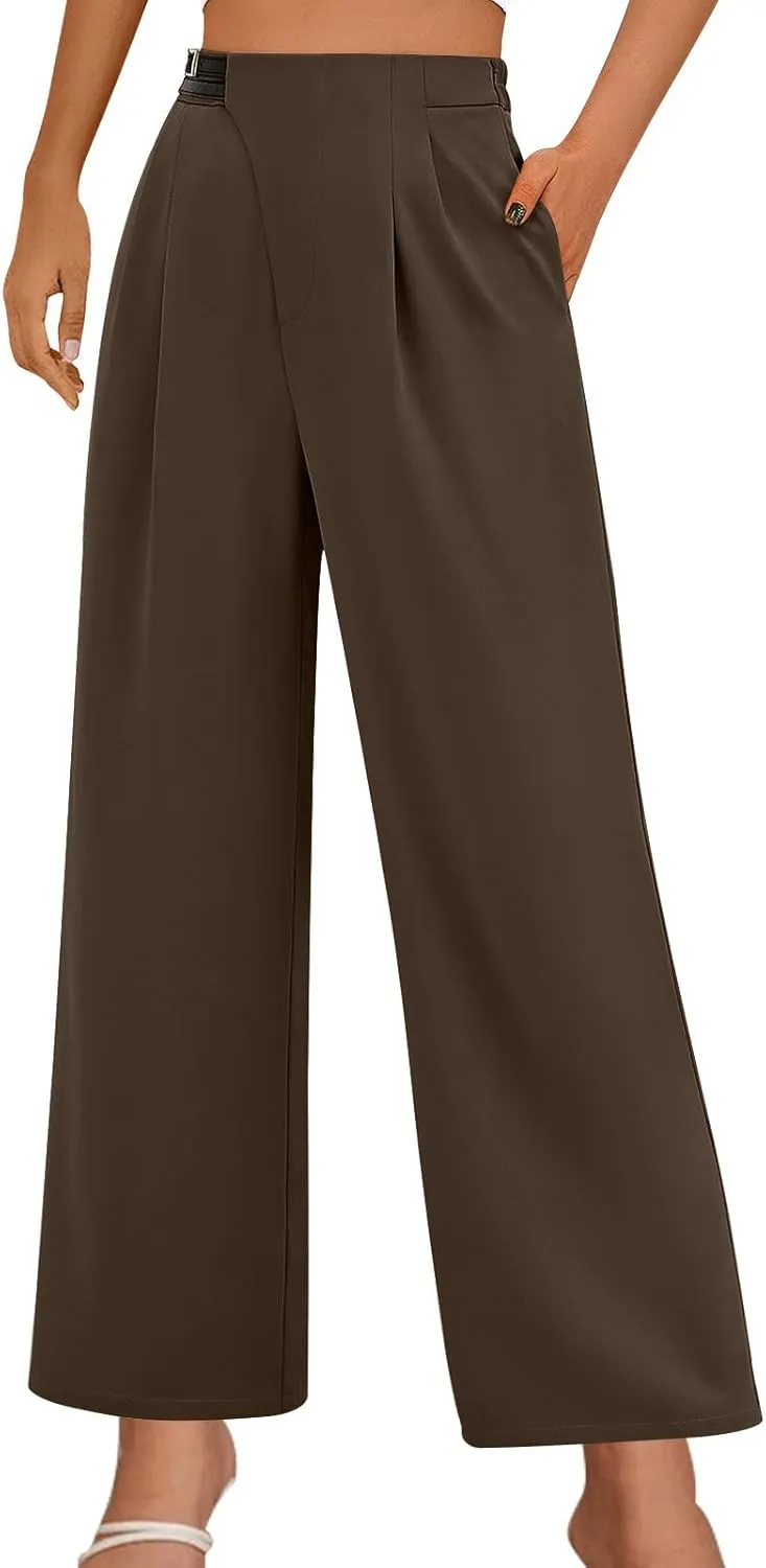 Wide Leg Sweatpants Women Summer Business Casual Pants High Waist Drawstring Palazzo Loose Beach Cropped Trousers