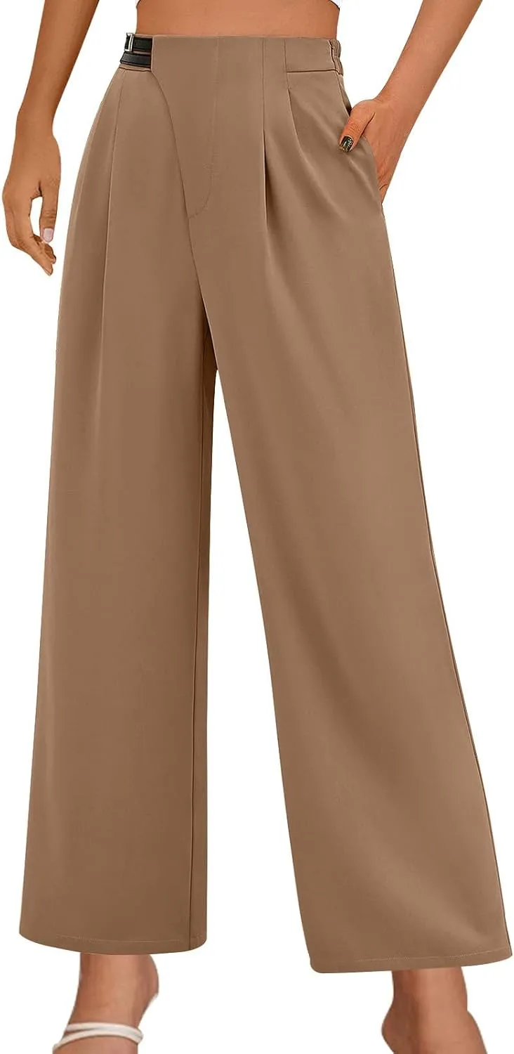 Wide Leg Sweatpants Women Summer Business Casual Pants High Waist Drawstring Palazzo Loose Beach Cropped Trousers