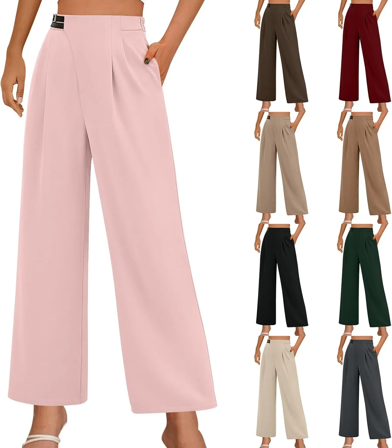 Wide Leg Sweatpants Women Summer Business Casual Pants High Waist Drawstring Palazzo Loose Beach Cropped Trousers