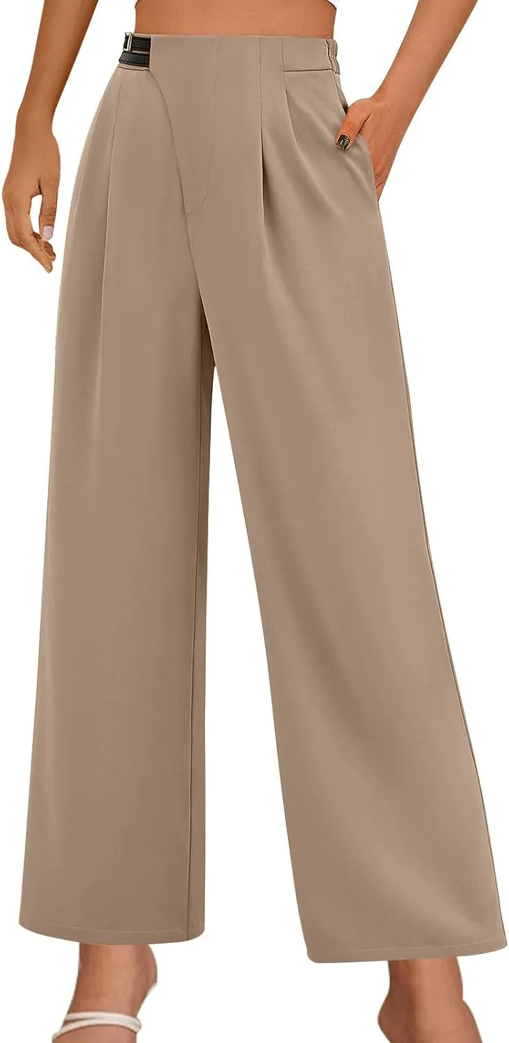 Wide Leg Sweatpants Women Summer Business Casual Pants High Waist Drawstring Palazzo Loose Beach Cropped Trousers