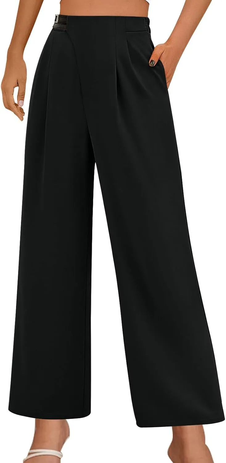 Wide Leg Sweatpants Women Summer Business Casual Pants High Waist Drawstring Palazzo Loose Beach Cropped Trousers