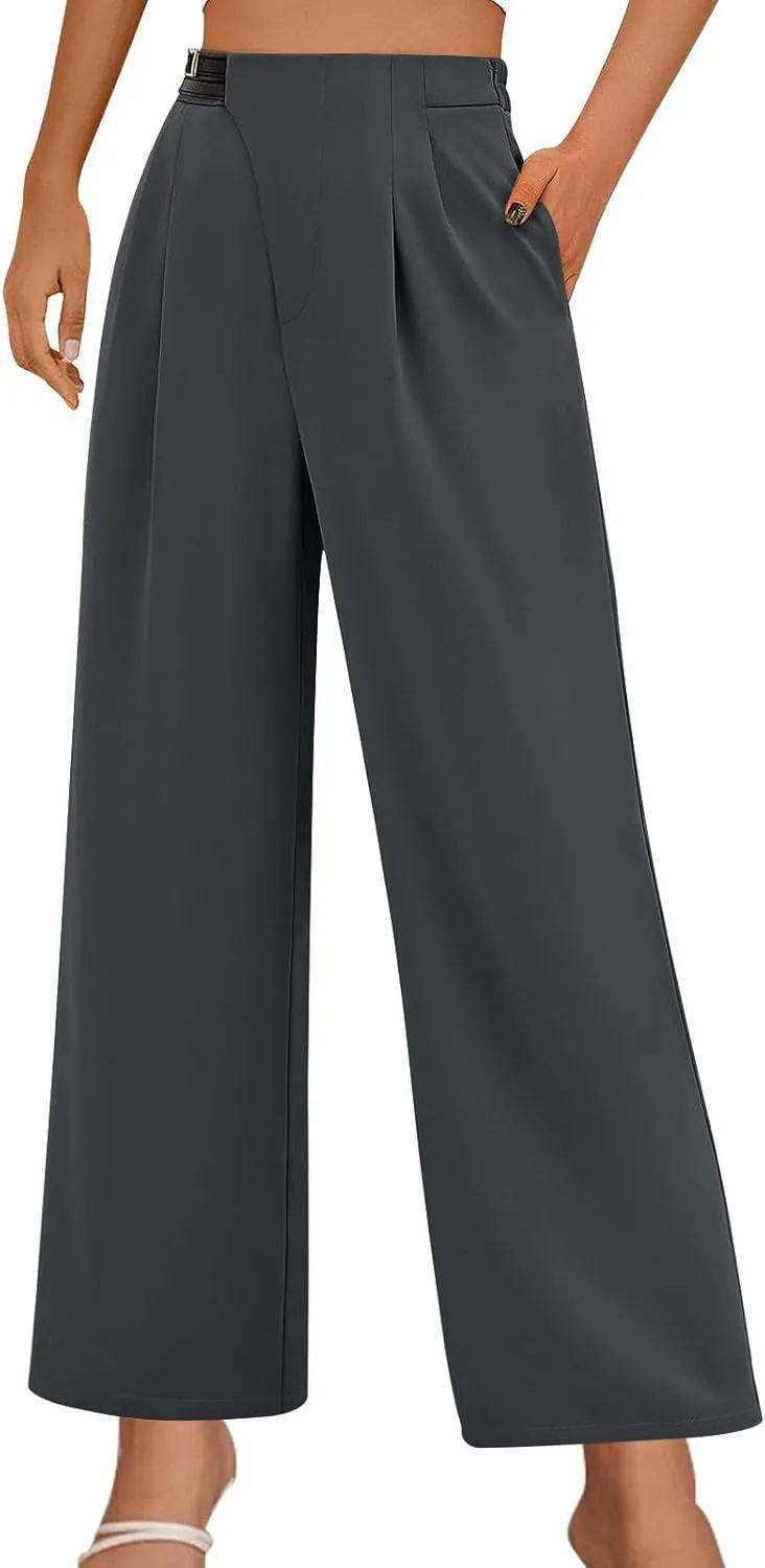 Wide Leg Sweatpants Women Summer Business Casual Pants High Waist Drawstring Palazzo Loose Beach Cropped Trousers