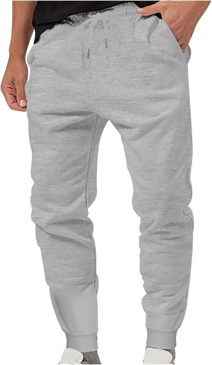 wodceeke Summer Pants for Men Loose Comfy Tapered Trousers Elastic Waist Casual Breathable Running Workout Trousers Slacks