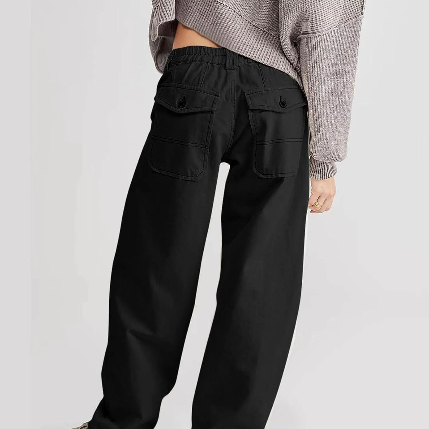 Women Jeans Ladies Stretch Trousers Casual Pants High Waisted Denim Jeans Straight Leg Jeans Loose Baggy Trousers
