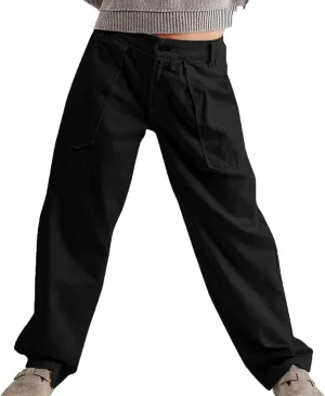 Women Jeans Ladies Stretch Trousers Casual Pants High Waisted Denim Jeans Straight Leg Jeans Loose Baggy Trousers