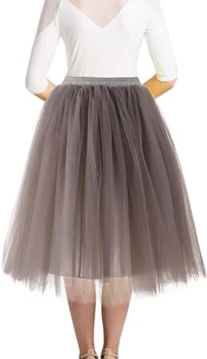 Women Midi Skirts Fashion High Knee Skirt Pleated Length Skirt Dancing Womens Adult Skirt A Line Tulle Skirts
