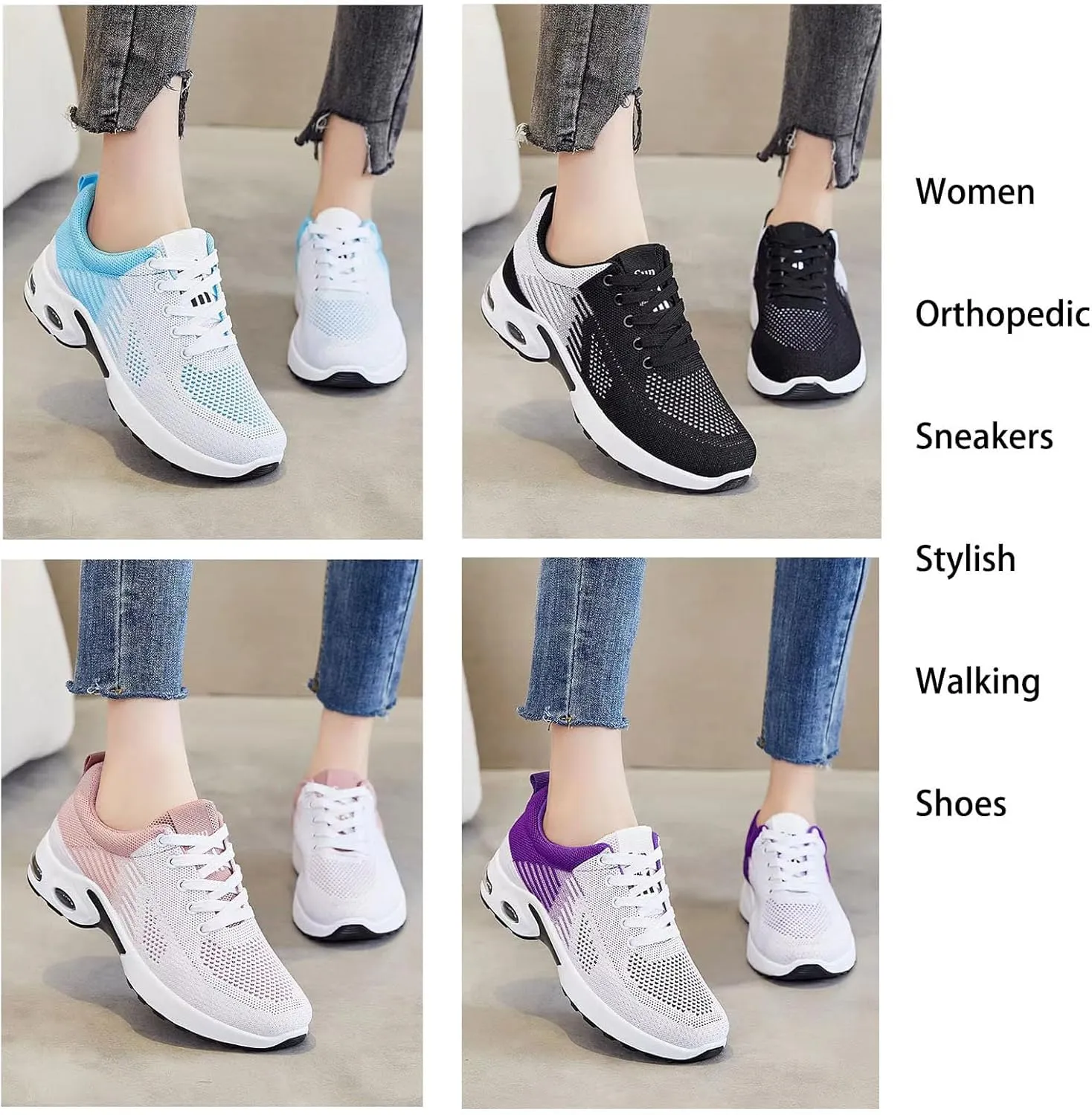 Women Orthopedic Sneakers Walking Shoes Tennis Shoes for Women Non Slip Sneakers Running Shoes for Gym Workout Sports