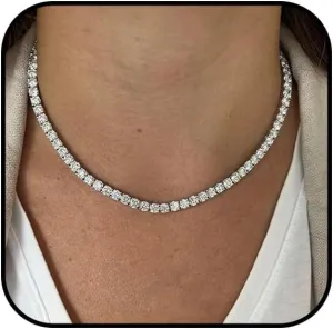 Women s Tennis Necklaces Diamond Tennis Necklaces Silver Tennis Necklaces Moissanite Tennis Necklaces Cubic Zirconia Tennis Necklace Jewelry