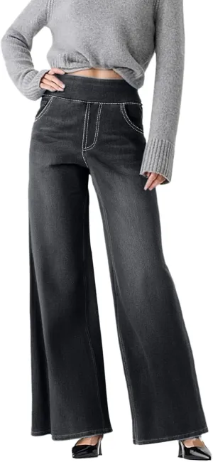 Women Sweatpant Jeans Sweatpants That Look Like Jeans High Waisted Stretchy Pull On Wide Leg Jean