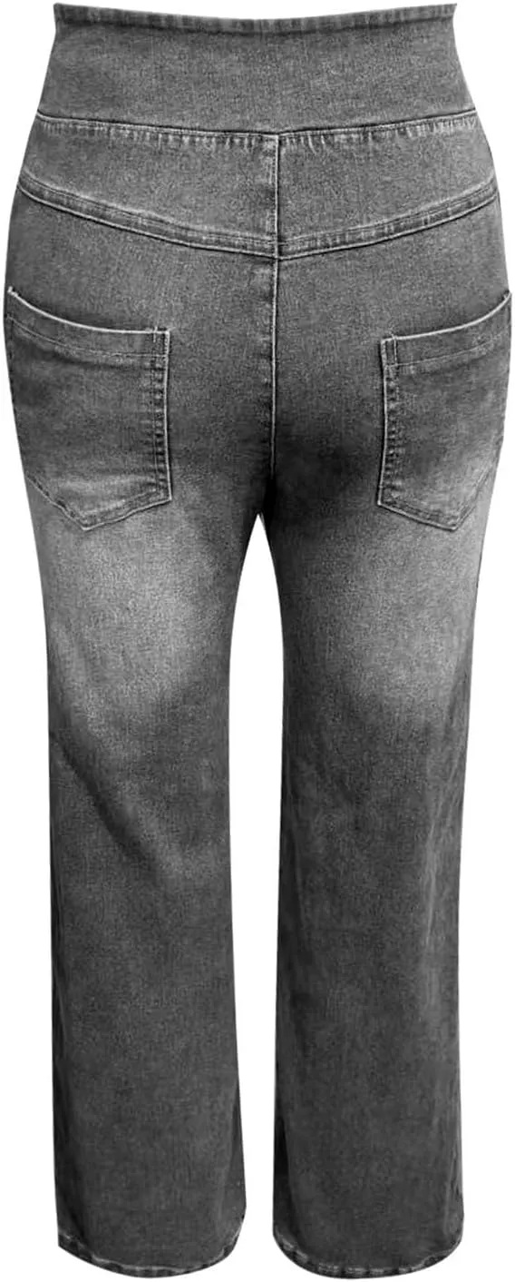 Women Sweatpant Jeans Sweatpants That Look Like Jeans High Waisted Stretchy Pull On Wide Leg Jean
