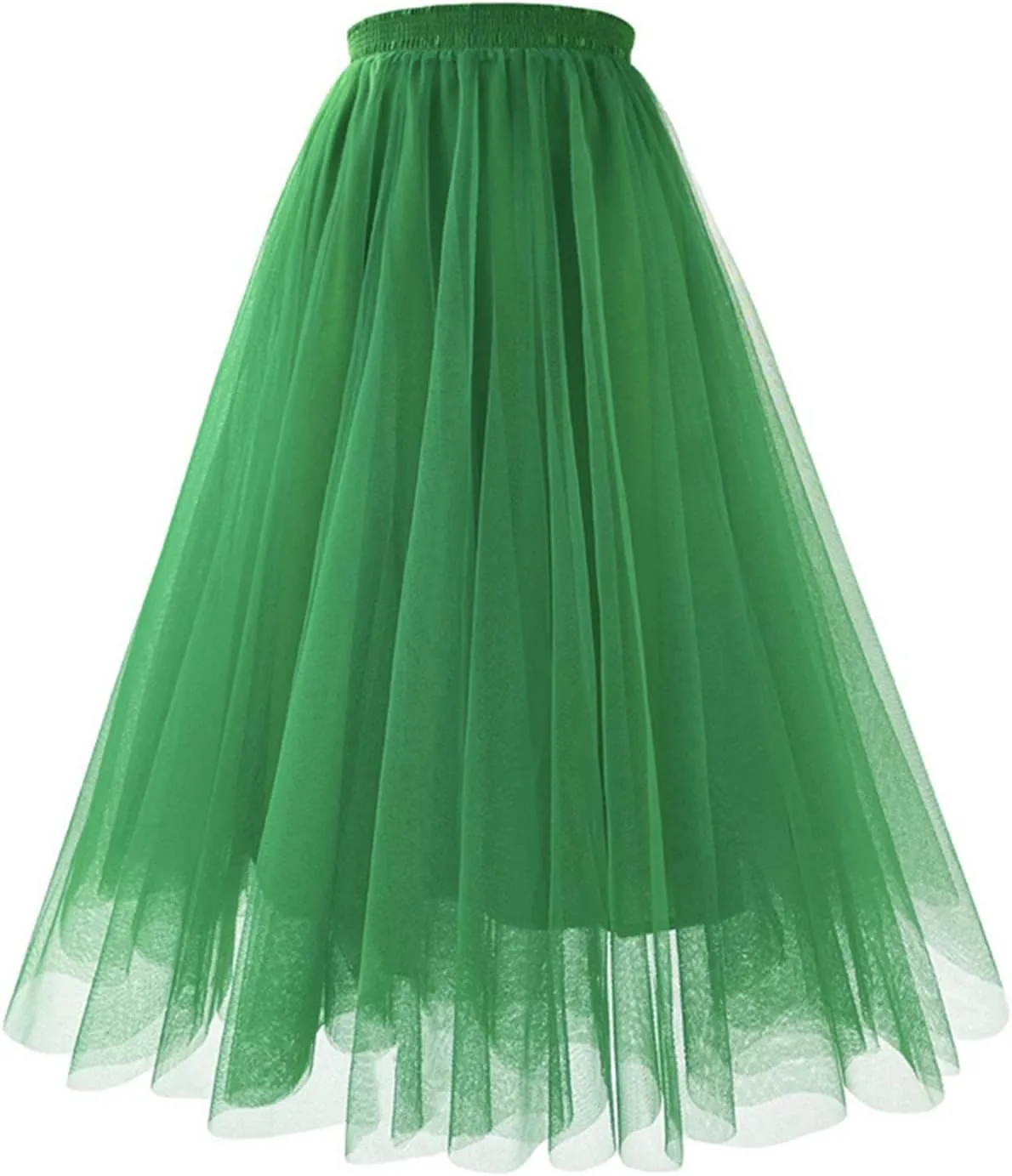 Women Tulle Skirts A Line Flowy Skirts Elastic Waist Tutu Skirts Pleated Dance Skirts Summer Mesh Skirts Puffy Skirt