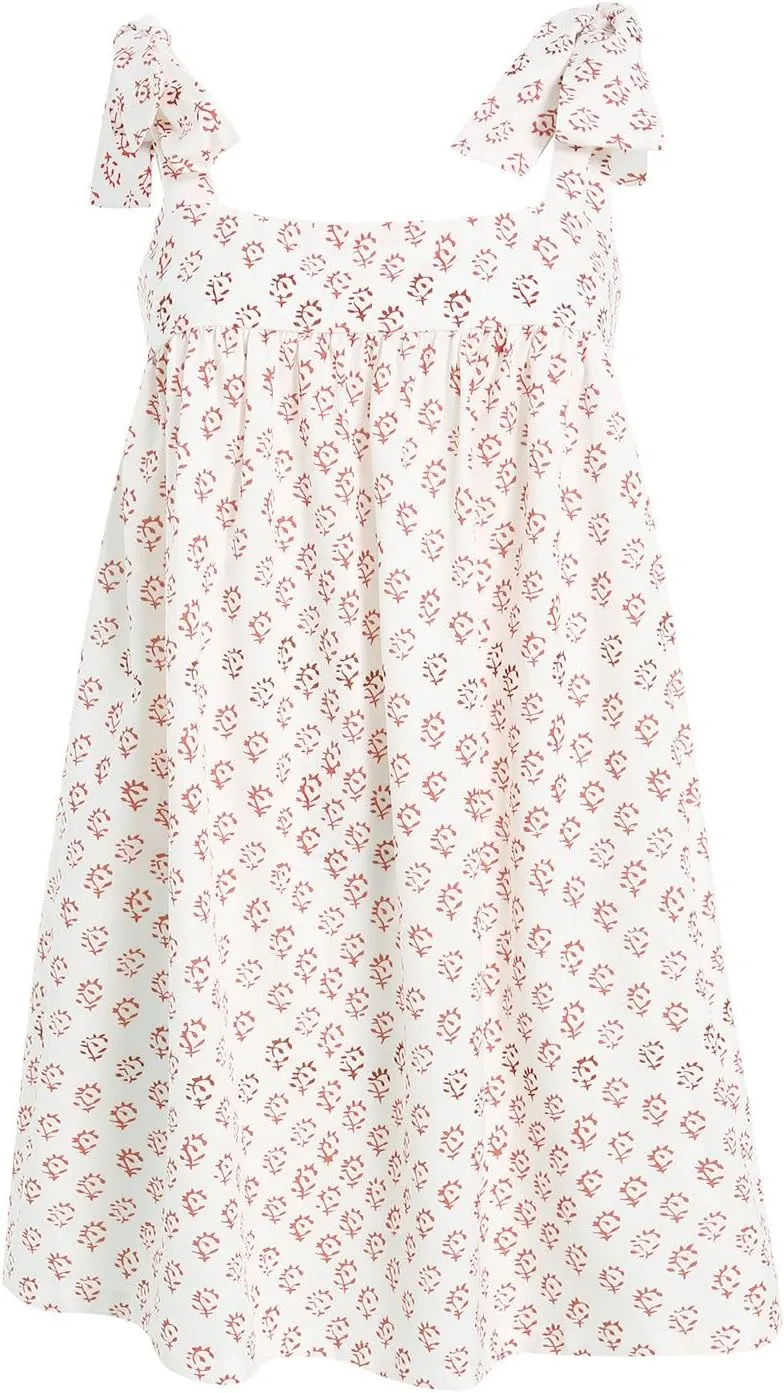 Women Y2K Tie Shoulder Mini Dress Bow Babydoll Ruffle Short Dresses Summer Boho Floral Flowy Beach Sundress