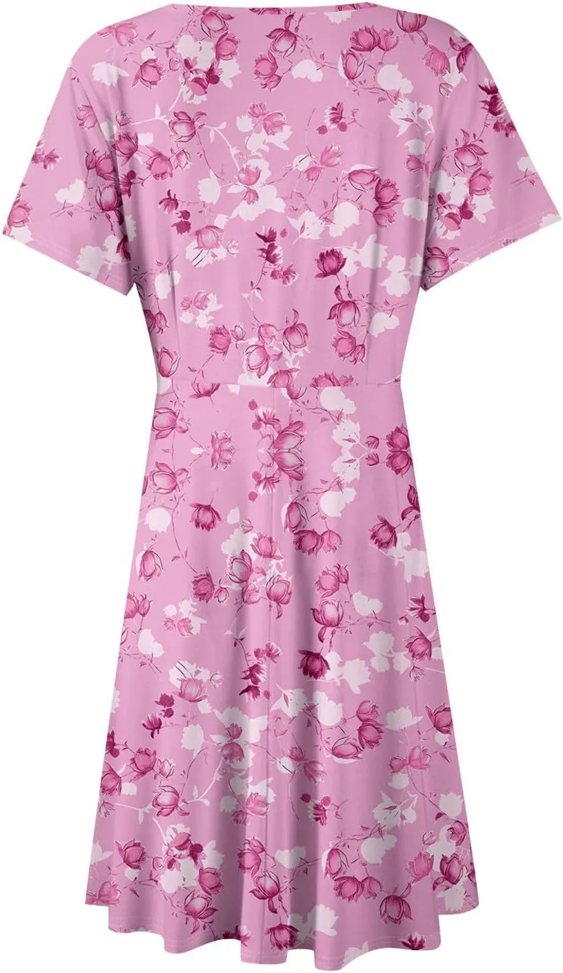 Womens 2025 Floral V-Neck Maxi Dresses Sexy Deep Cut Summer Dress Casual Beach Sundress for Vacation Garden Parties