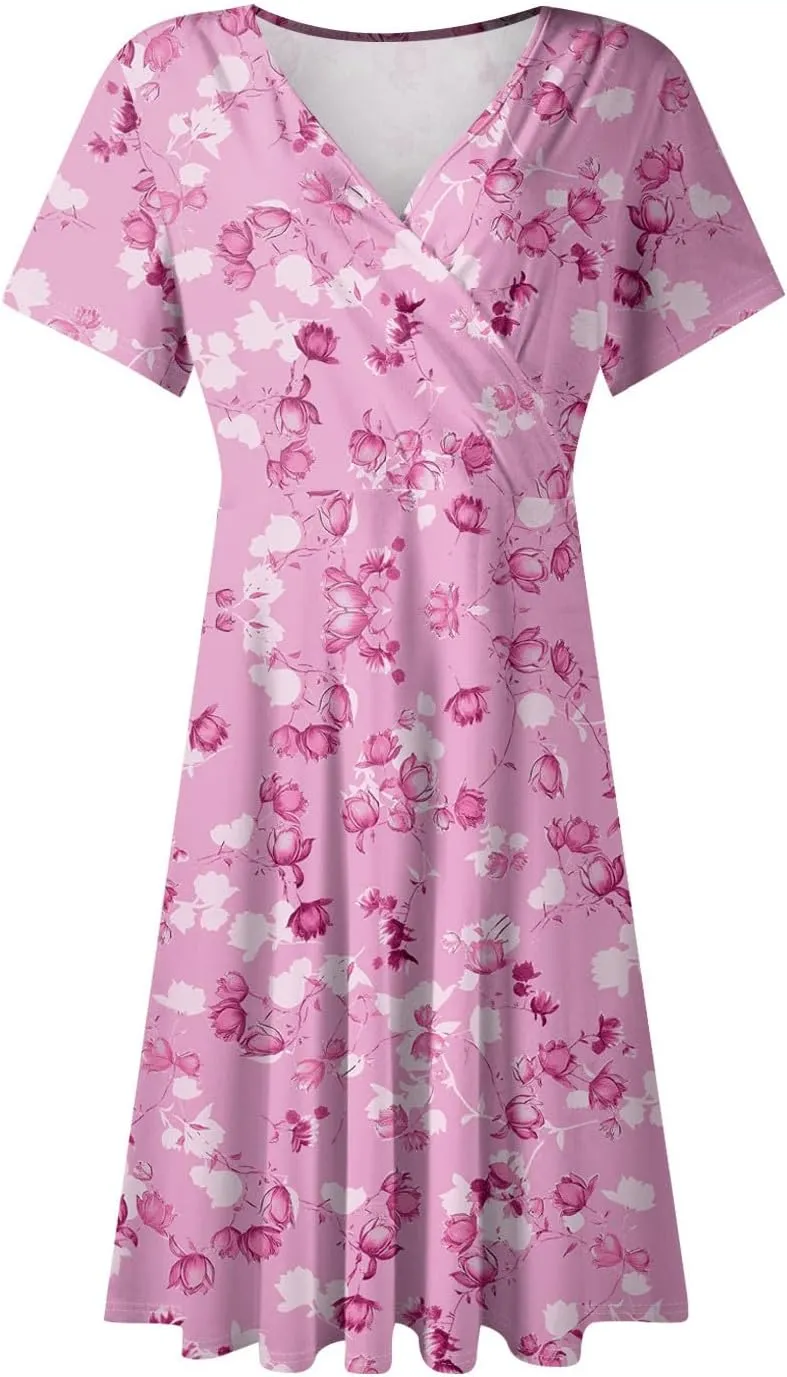 Womens 2025 Floral V-Neck Maxi Dresses Sexy Deep Cut Summer Dress Casual Beach Sundress for Vacation Garden Parties