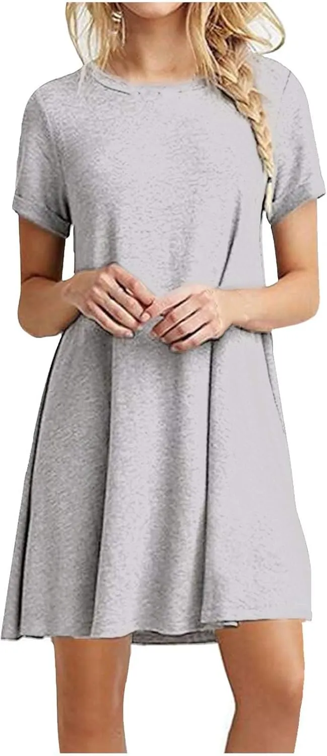 Women's 2025 Summer Sleeveless Dress Scoop Neck Pleated Swing Casual Midi Dresses Loose Beach Sundress with Pockets