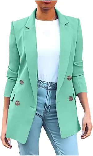 Womens Blazers Suit Jackets Dressy Casual Office Attire Double Breasted Blazer Jackets Professional Clothes